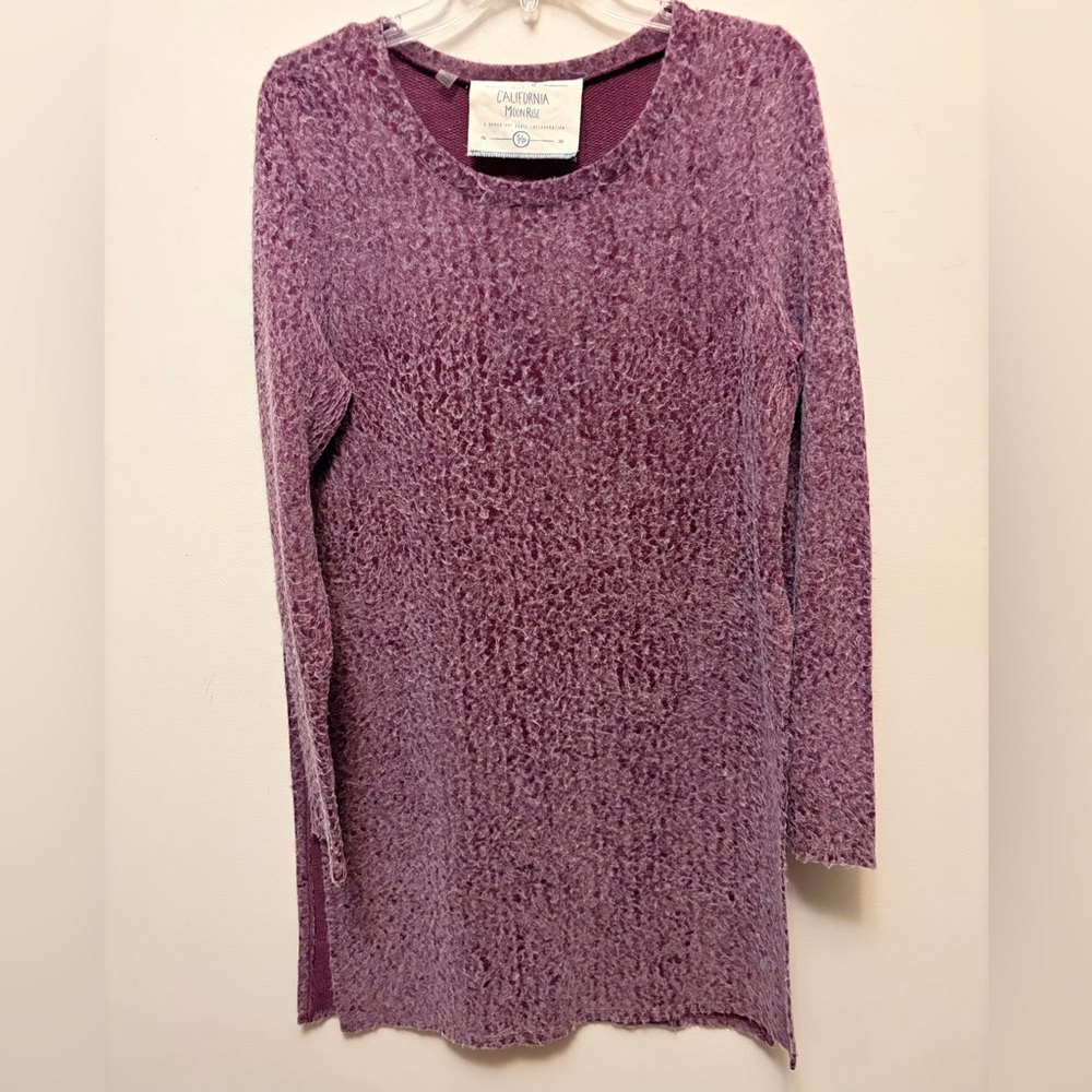 CALIFORNIA MOONRISE Oversized Purple Textured Long Sleeve Tunic Top